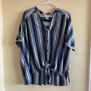 For The Republic Navy and White Striped Shirt